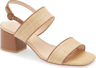 Chocolat Blu Double Strap Slingback Sandal in Natural Raffia at Nordstrom, Size 7.5