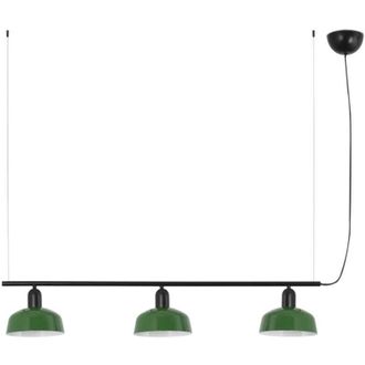 Faro Barcelona Faro Tatawin L&aacute;mpara Colgante De Techo Con Barra Peque&ntilde;a, Color Negro Y Verde Brillante, 3 Bombillas E27