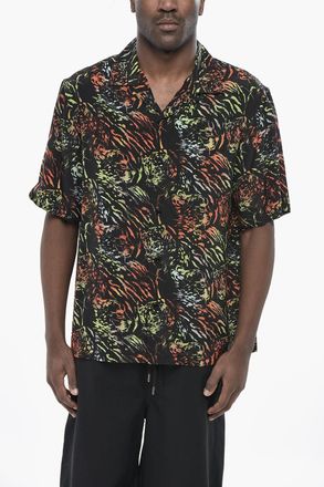 Celine Camicia A Maniche Corte Con Stampa Giungla Celine