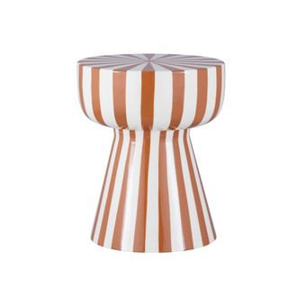 Sweeek Mesa auxiliar de acero esmaltado con rayas, terracotta