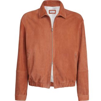 Brunello Cucinelli Suede jacket in Apricot at Nordstrom, Size Xxx-Large Eu
