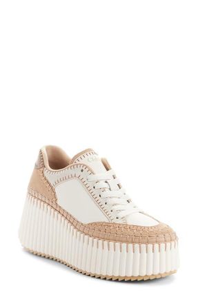 Chlo&eacute; Nama Platform Sneaker in Soft Powder at Nordstrom, Size 11Us