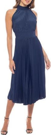 OLEG CASSINI Pleated Midi Dress in Dark Navy at Nordstrom Rack, Size 14