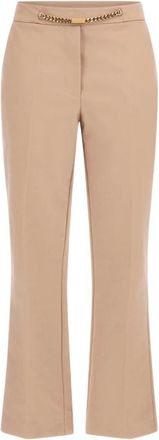 Guess Broeken, Dames, Beige, L, Katoen, Slimme Casual Broek met Decoratieve Ketting