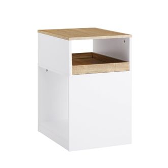 SoBuy Tavolino Stampante Mobiletto Ufficio Cassettiera Compatta Supporto Stampante Tavolino Divano Bianco-naturale 40x50x65 Cm Ask08-wn - Sobuy
