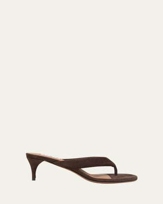 Alaia 55mm Padded Suede Thong Sandals