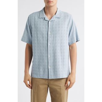 Wax London Didcot Open Weave Camp Shirt in Pale Blue at Nordstrom Rack, Size Xx-Large