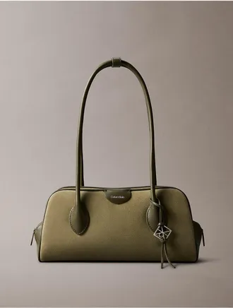 Calvin Klein Womens Emblem Logo Shoulder Bag - Green