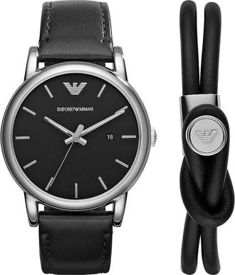 Emporio Armani Luigi Watch - Heren - Horloges - Zwart - ONE Size - Leer - Accessoires