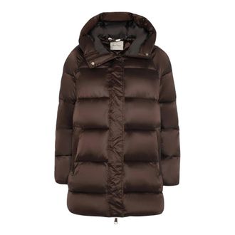 Manila Grace Puffer de sat&eacute;n mediano con fruncido - Jackets - Mujer - Marr&oacute;n - XS