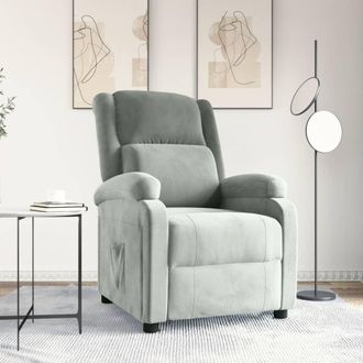 vidaXL Sill&oacute;n Reclinable De Terciopelo Gris Claro Vidaxl