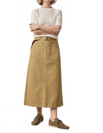 Lilla P Washed Twill Utility Midi Skirt In Barley