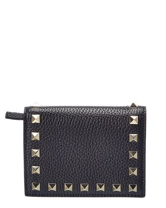 Valentino Rockstud Grainy Leather Card Holder