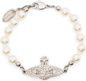 Vivienne Westwood Bracciale di perle Mini Bas Relief - Argento