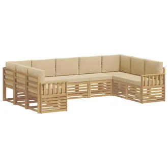 vidaXL Set Di Divani Da Esterno 7 Pz Bianco E Beige Poliestere Vidaxl