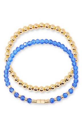 Brook & York Makenna Set of 2 Birthstone Beaded Stretch Bracelets in Gold at Nordstrom Rack