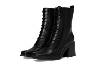 Vince Camuto Safina Lace Up Block Heel Combat Bootie Womens Boots Black : 6.5 M, Leather