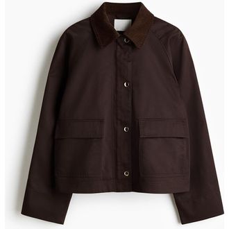 H&M Corduroy-collar Jacket in Dark Brown at Nordstrom, Size Xx-Large