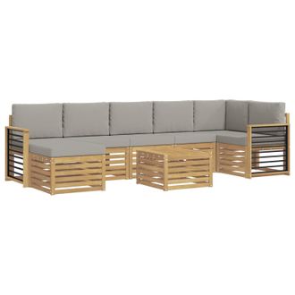 vidaXL Conjunto De Sof&aacute;s De Exterior 8 Pcs Blanco Y Gris Claro Vidaxl