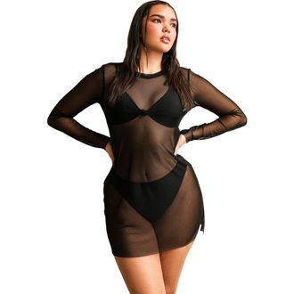 Dippin' Daisy's Swimwear Main Long Sleeve Mesh Character Dress in Black at Nordstrom, Size 1 X