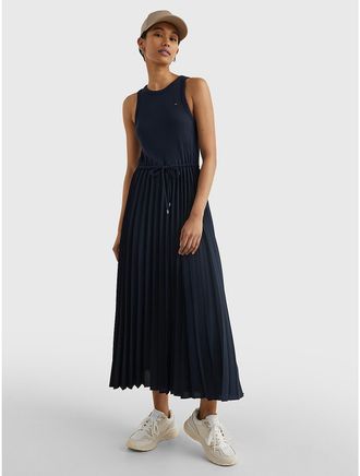 Tommy Hilfiger Womens Pleated Tank Dress - Navy - XXL