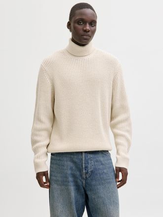 Jack & Jones Rollkragenpullover JACK & JONES JORBLEECKER KNIT ROLL NECK BF, Herren, Gr. XS, sea salt, Strick, Obermaterial: 65% Polyacryl, 35% Baumwolle, unifarben