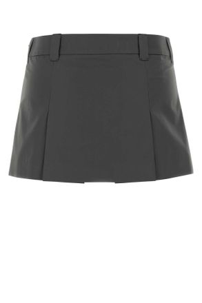 Miu Miu Womens Charcoal Poplin Mini Skirt Piombo Gonne