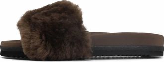 Roam Womens Cloud Shearling Slider Sandal In Taupe