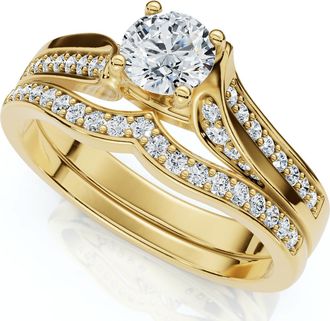 Pompeii3 1Ct Engagement Wedding Ring Set 14k Gold or Platinum Lab Grown