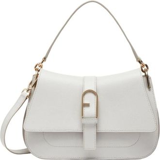 Furla Flow M Top Handle Tas - Dames - Schoudertassen - Wit - ONE Size - Leer - Tassen