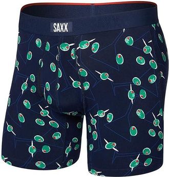 Saxx Underwear Vibe Xtra Soft Comfort Boxer Brief Fly Mens Underwear Olive You/Maritime : 2XL, Elastane/Viscose