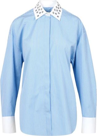 Msgm Gestreept katoenen overhemd - Dames - Overhemden - Blauw - M - Katoen - Overhemden