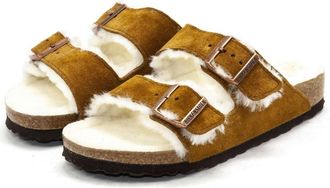 Birkenstock Mens Arizona Shearling Sandals In Mink