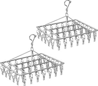 OEM Tendederos Plegables Para Calcetines Con 40 Pinzas, Perchas De Metal Con Clips, Perchas Para Ropa Interior, Accesorios Para Tendedero, Tendedero De Ro