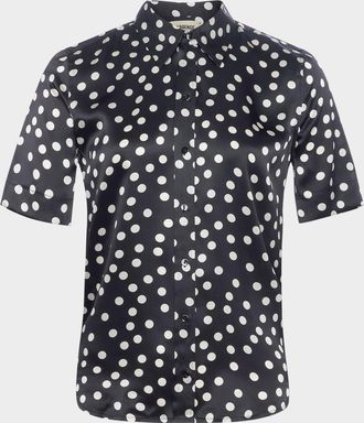 L'agence Ellah Polka-Dot Silk Blouse