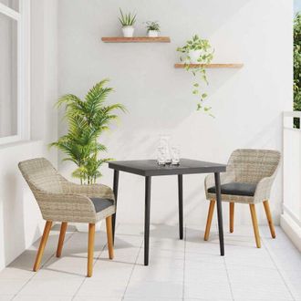 vidaXL Conjunto De Comedor 3 Pcs Gris Claro Polirat&aacute;n Vidaxl