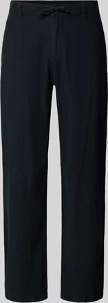 Selected Loose Fit Leinenhose mit Tunnelzug Modell BRODY in Black, Gr&ouml;&szlig;e XXL