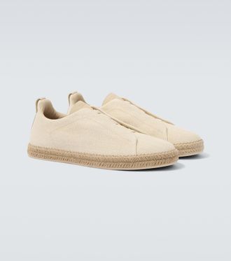 Ermenegildo Zegna Triple Stitch canvas slip-on sneakers