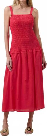 Sugarlips Railey Smocked Drop Waist Midi Dress In Red