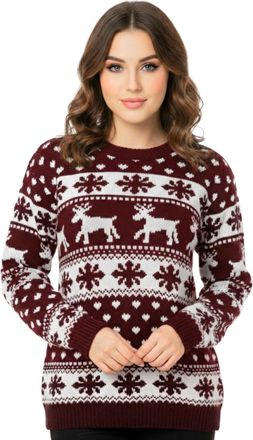 Janisramone Hamishkane Ladies Christmas Jumpers - Xmas Knitted Reindeer Snowflake Print Womens Sweatshirts UK, Unisex Crew Neck Tunic Christmas Tops, Novelty Pull