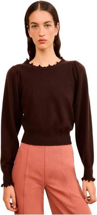 Ulla Johnson Adette Pullover - Dames - Ronde hals truien - Bruin - M - Denim - Truien & Vesten
