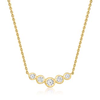 Ross-Simons Bezel-Set Lab-Grown Diamond Bar Necklace in 18kt Gold Over Sterling