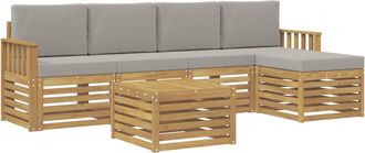 vidaXL Conjunto De Sof&aacute;s De Exterior 6 Uds. Blanco Y Gris Claro Vidaxl