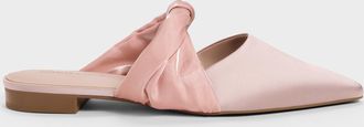 Charles & Keith Satin Twisted-Strap Pointed Mules