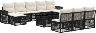 vidaXL Conjunto De Sof&aacute;s De Jard&iacute;n 11 Uds. Negro Y Blanco Crema Vidaxl