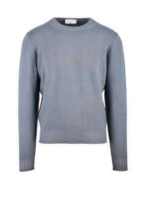 FILIPPO DE LAURENTIIS Grey Virgin Wool Cashmere Mens Crew Sweater