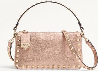 Valentino Garavani Valentino Garavani Rockstud Small Crossbody Bag In Laminated Grainy Calfskin Leather Wo