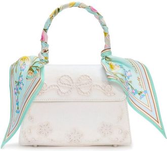 Self Portrait Linen Floral Mini Bag