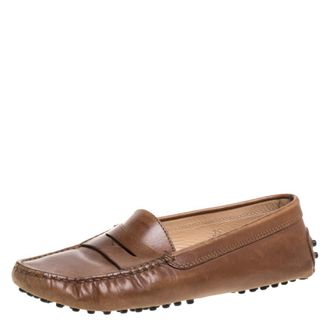 Tod's Tods Brown Leather Penny Slip On Loafers