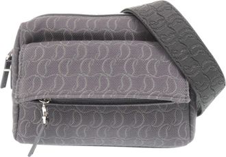 Christian Louboutin Gray Canvas Leather Shoulder Bag (Pre-Owned)